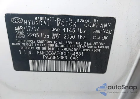 2012 Hyundai Elantra Touring Gls z USA, uszkodzony, nr VIN KMHDC8AE0CU154881